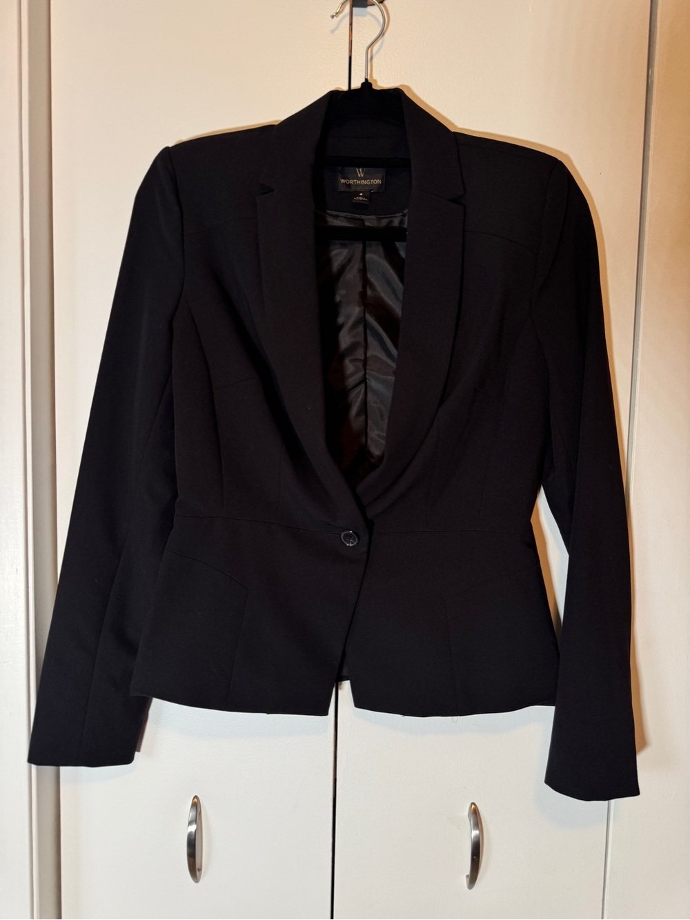 Worthington Black Single-Button Fitted Blazer